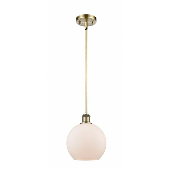 516-1S-AB-G121-8 Innovations Lighting Athens - 1 Light Stem Hung Mini Pendant In Industrial Style-10 Inches Tall and 8 Inches Wide-Antique Brass