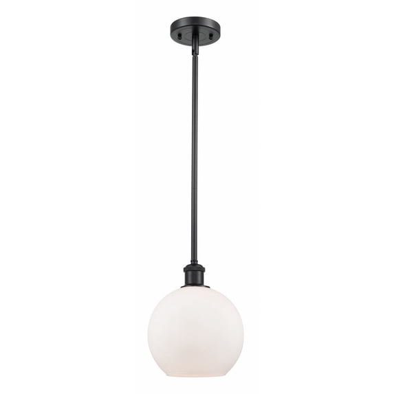 516-1S-BK-G121-8 Innovations Lighting Athens - 1 Light Stem Hung Mini Pendant In Industrial Style-10 Inches Tall and 8 Inches Wide-Matte Black