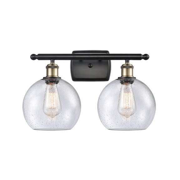 Innovations Lighting  Athens 2 Light 18" Bath Vanity Light - 8" Shade Black Antique Brass/Seedy