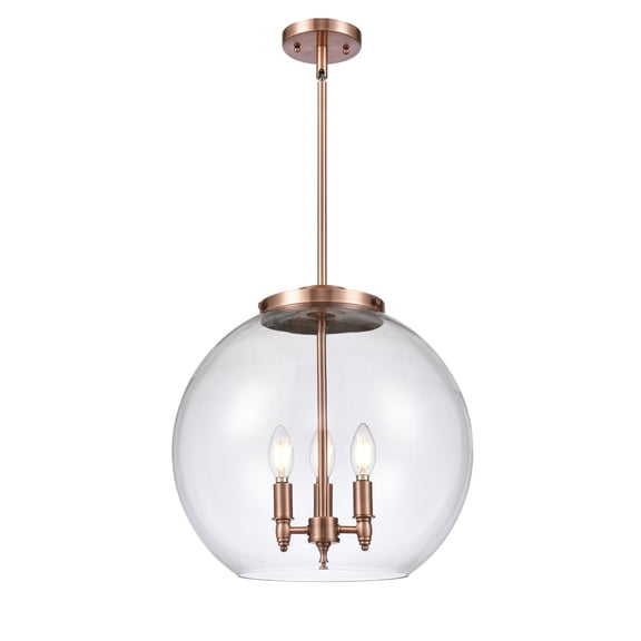 Innovations Lighting Athens - 3 Light 16" Pendant Clear/Antique Copper