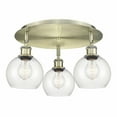 thumbnail image 1 of Innovations Lighting  Athens - 3 Light 18" Flush Mount Antique Brass/Clear, 1 of 5