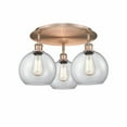 thumbnail image 1 of Innovations Lighting  Athens - 3 Light 20" Flush Mount Clear/Antique Copper, 1 of 5