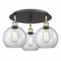 Innovations Lighting  Athens - 3 Light 20" Flush Mount Clear/Black Antique Brass
