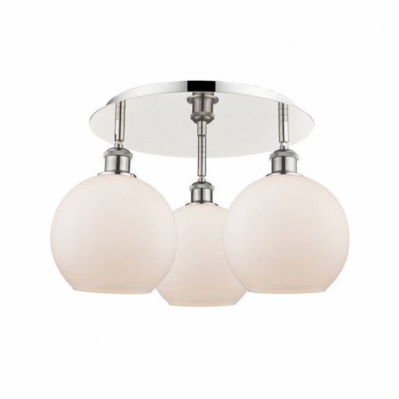 Innovations Lighting Athens - 3 Light 20" Flush Mount Polished Nickel/Matte White