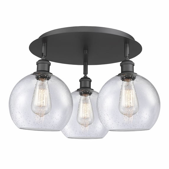 Innovations Lighting - Athens - 3 Light Flush Mount In Industrial Style-10.5