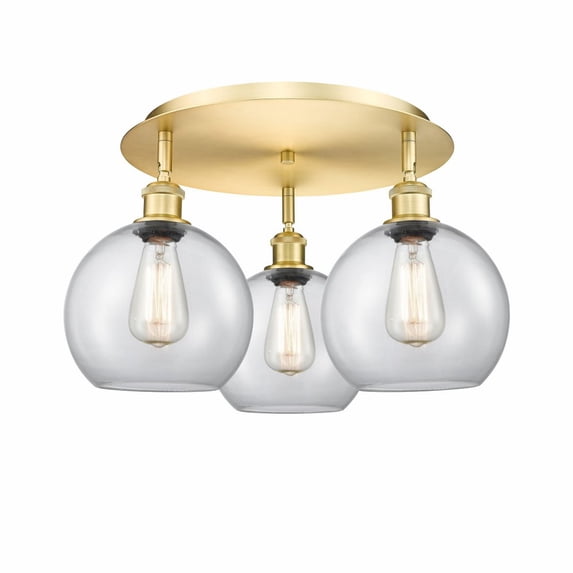 Innovations Lighting - Athens - 3 Light Flush Mount In Industrial Style-10.5