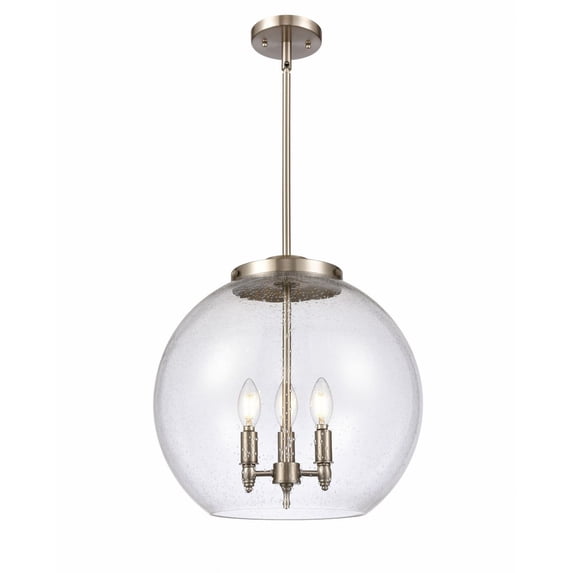 221-3S-SN-G124-16 Innovations Lighting Athens - 3 Light Pendant In Industrial Style-16.38 Inches Tall and 15.75 Inches Wide-Brushed Satin Nickel