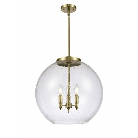 221-3S-AB-G124-18 Innovations Lighting Athens - 3 Light Pendant In Industrial Style-18.38 Inches Tall and 17.75 Inches Wide-Antique Brass Finish-Seedy