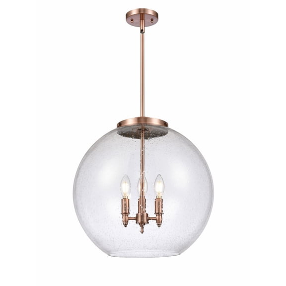 221-3S-AC-G124-18 Innovations Lighting Athens - 3 Light Pendant In Industrial Style-18.38 Inches Tall and 17.75 Inches Wide-Antique Copper