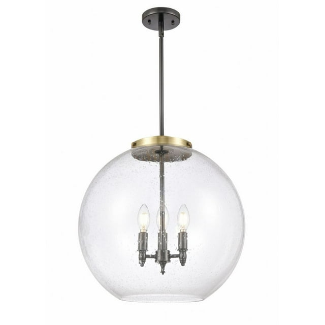 221-3S-BAB-G124-18-Innovations Lighting-Athens - 3 Light Pendant In Industrial Style-18.38 Inches Tall and 17.75 Inches Wide-Black Antique Brass