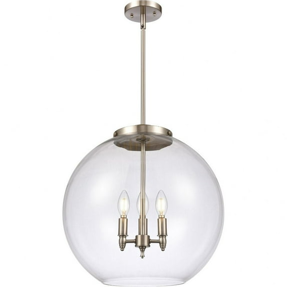 221-3S-SN-G122-18 Innovations Lighting Athens - 3 Light Pendant In Industrial Style-18.38 Inches Tall and 17.75 Inches Wide-Brushed Satin Nickel