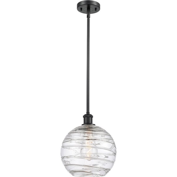 Innovations Lighting Athens Deco Swirl - 1 Light 10" Stem Hung Mini Pendant Matte Black