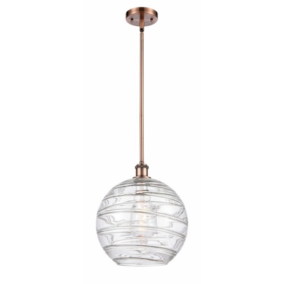 Innovations Lighting Athens Deco Swirl - 1 Light 12" Stem Hung Mini Pendant Antique Copper