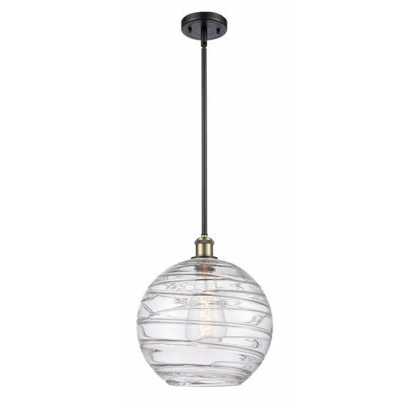 Innovations Lighting Athens Deco Swirl - 1 Light 12" Stem Hung Mini Pendant Black Antique Brass