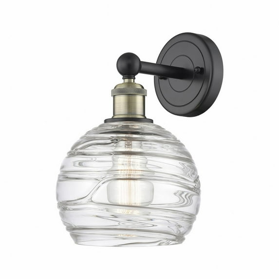 Innovations Lighting Athens Deco Swirl - 1 Light 8" Sconce Black Antique Brass/Clear Deco Swirl