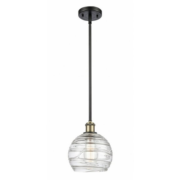 Innovations Lighting  Athens Deco Swirl - 1 Light 8" Stem Hung Mini Pendant Black Antique Brass