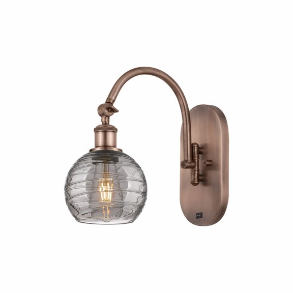 518-1W-AC-G1213-6SM Innovations Lighting Athens Deco Swirl - 1 Light Arm Swivels Side to Side Wall Sconce In Industrial Style-11.63 Inches Tall and