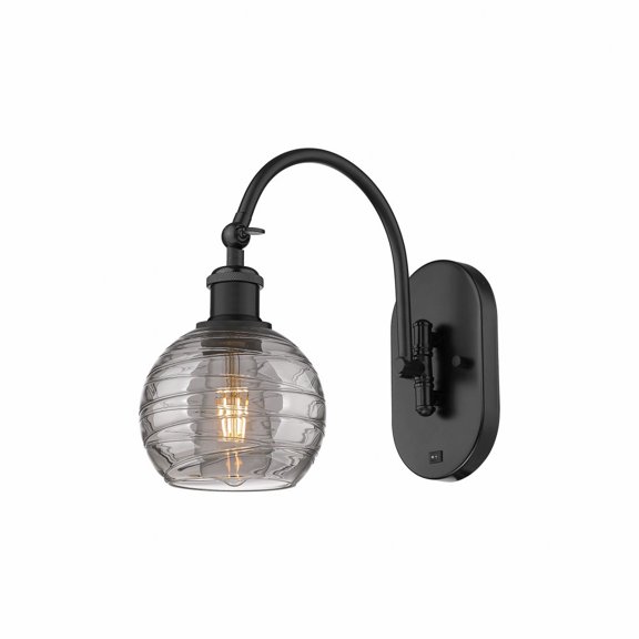 518-1W-BK-G1213-6SM Innovations Lighting Athens Deco Swirl - 1 Light Arm Swivels Side to Side Wall Sconce In Industrial Style-11.63 Inches Tall and