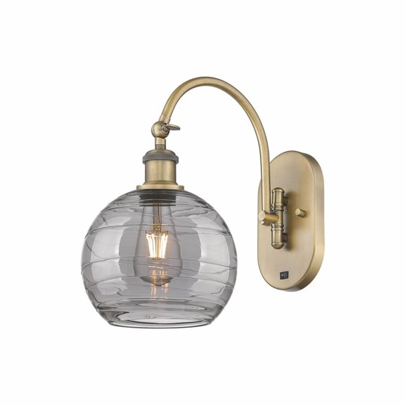 518-1W-BB-G1213-8SM Innovations Lighting Athens Deco Swirl - 1 Light Arm Swivels Side to Side Wall Sconce In Industrial Style-13.38 Inches Tall and 8