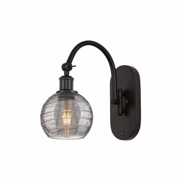 518-1W-OB-G1213-6SM Innovations Lighting Athens Deco Swirl - 1 Light Arm Swivels Side to Side Wall Sconce In Industrial Style-11.63 Inches Tall and