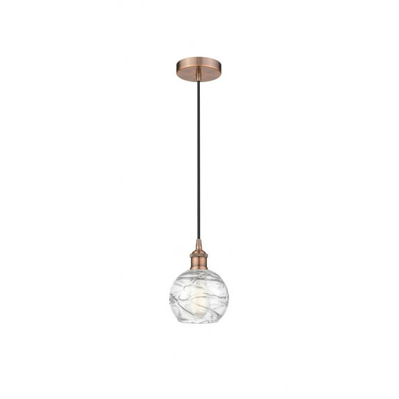 616-1P-AC-G1213-6 Innovations Lighting Athens Deco Swirl - 1 Light Mini Pendant In Industrial Style-8.75 Inches Tall and 6 Inches Wide-Antique Copper