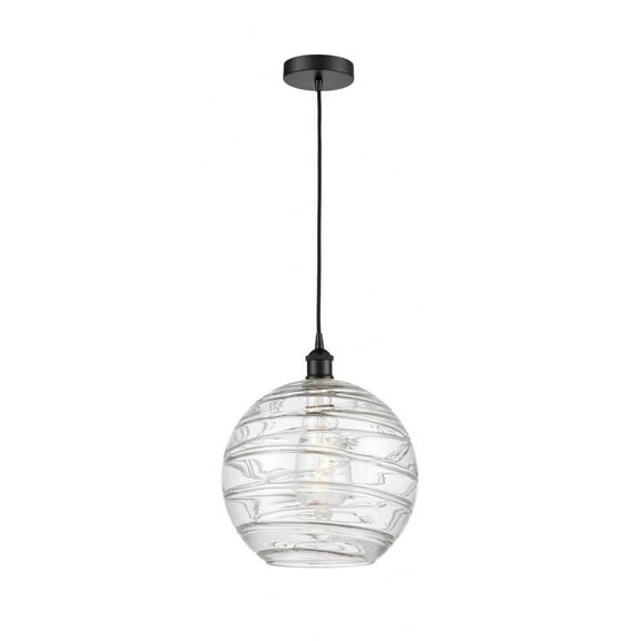 616-1P-BK-G1213-12-Innovations Lighting-Athens Deco Swirl - 1 Light Mini Pendant In Industrial Style-14.75 Inches Tall and 12 Inches Wide-Matte Black