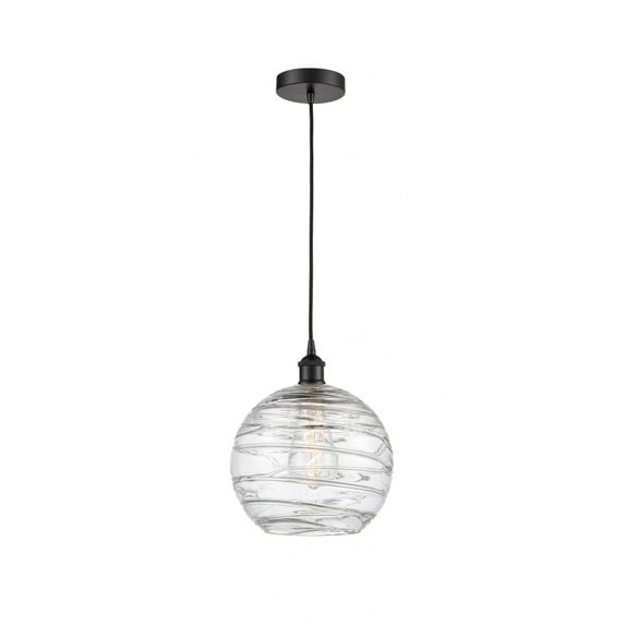 616-1P-BK-G1213-10 Innovations Lighting Athens Deco Swirl - 1 Light Mini Pendant In Industrial Style-12.75 Inches Tall and 10 Inches Wide-Matte Black