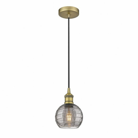 616-1P-BB-G1213-6SM-Innovations Lighting-Athens Deco Swirl - 1 Light Mini Pendant In Industrial Style-8.75 Inches Tall and 6 Inches Wide-Brushed Brass