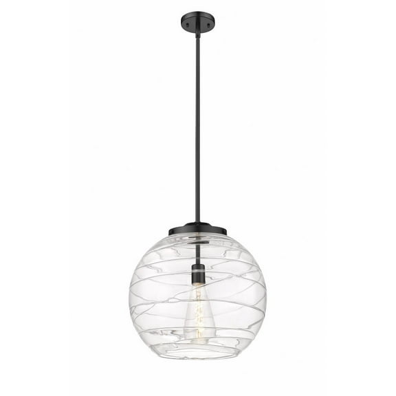 221-1S-BK-G1213-16 Innovations Lighting Athens Deco Swirl - 1 Light Pendant In Industrial Style-17.13 Inches Tall and 15.75 Inches Wide-Matte Black