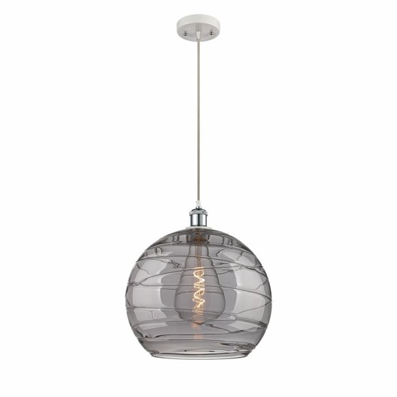 516-1P-WPC-G1213-14SM-Innovations Lighting-Athens Deco Swirl - 1 Light Pendant In Industrial Style-16.88 Inches Tall and 13.75 Inches Wide-White