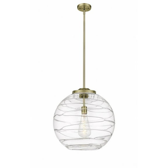 221-1S-AB-G1213-18 Innovations Lighting Athens Deco Swirl - 1 Light Pendant In Industrial Style-19.5 Inches Tall and 17.88 Inches Wide-Antique Brass