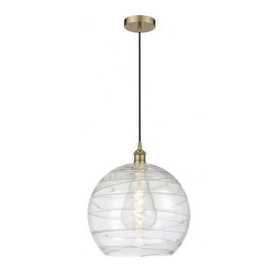 616-1P-AB-G1213-14-Innovations Lighting-Athens Deco Swirl - 1 Light Pendant In Industrial Style-15.88 Inches Tall and 13 Inches Wide-Antique Brass