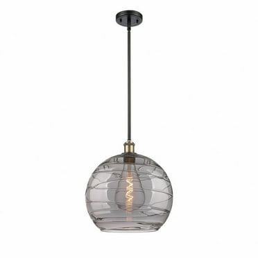 516-1S-BAB-G1213-14SM-Innovations Lighting-Athens Deco Swirl - 1 Light Pendant In Industrial Style-14.88 Inches Tall and 13.75 Inches Wide-Black