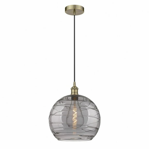 616-1P-AB-G1213-14SM-Innovations Lighting-Athens Deco Swirl - 1 Light Pendant In Industrial Style-15.88 Inches Tall and 13 Inches Wide-Antique Brass