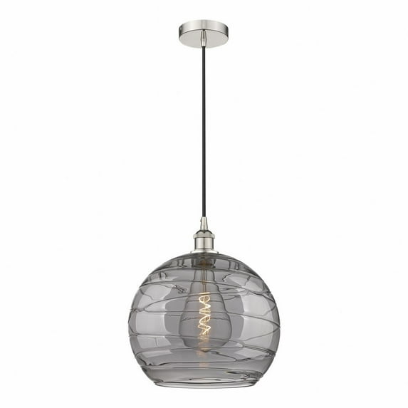 616-1P-PN-G1213-14SM-Innovations Lighting-Athens Deco Swirl - 1 Light Pendant In Industrial Style-15.88 Inches Tall and 13 Inches Wide-Polished Nickel