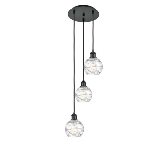 Innovations Lighting Athens Deco Swirl 3 Light 13" Multi-Pendant Antique Brass
