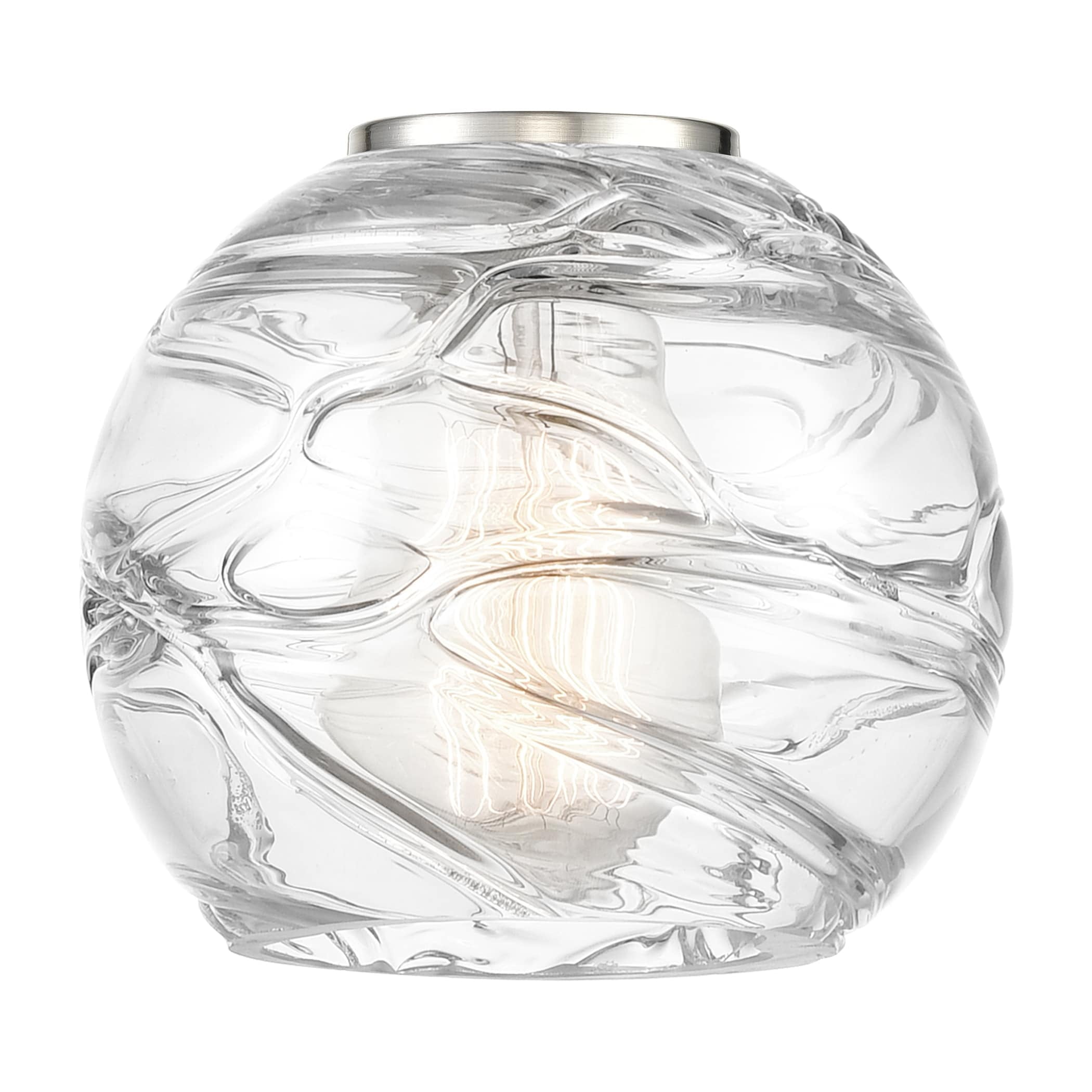 Athens Antique Copper Globe Pendant Light with Clear Swirl Glass
