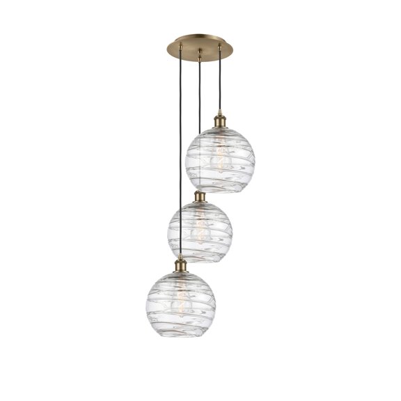 Innovations Lighting Athens Deco Swirl 3 Light 17" Multi-Pendant Antique Brass