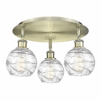 Innovations Lighting  Athens Deco Swirl - 3 Light 18" Flush Mount Antique Brass/Clear Deco Swirl