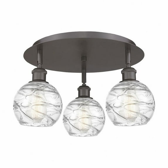 Innovations Lighting Athens Deco Swirl - 3 Light 18" Flush Mount Oil Rubbed Bronze/Clear Deco Swirl
