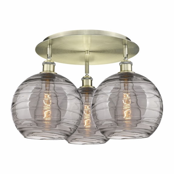 Innovations Lighting - Athens Deco Swirl - 3 Light Flush Mount In Industrial
