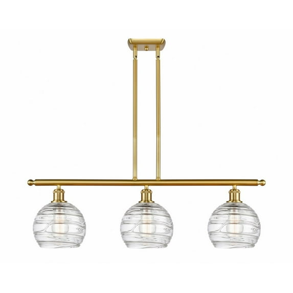516-3I-SG-G1213-8 Innovations Lighting Athens Deco Swirl - 3 Light Island In Industrial Style-11 Inches Tall and 36 Inches Wide-Satin Gold