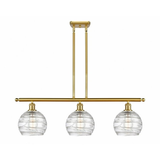 516-3I-SG-G1213-8-Innovations Lighting-Athens Deco Swirl - 3 Light Island In Industrial Style-11 Inches Tall and 36 Inches Wide-Satin Gold