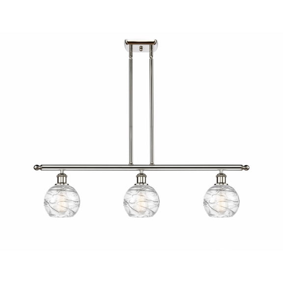 516-3I-PN-G1213-6 Innovations Lighting Athens Deco Swirl - 3 Light Island In Industrial Style-9 Inches Tall and 36 Inches Wide-Polished Nickel