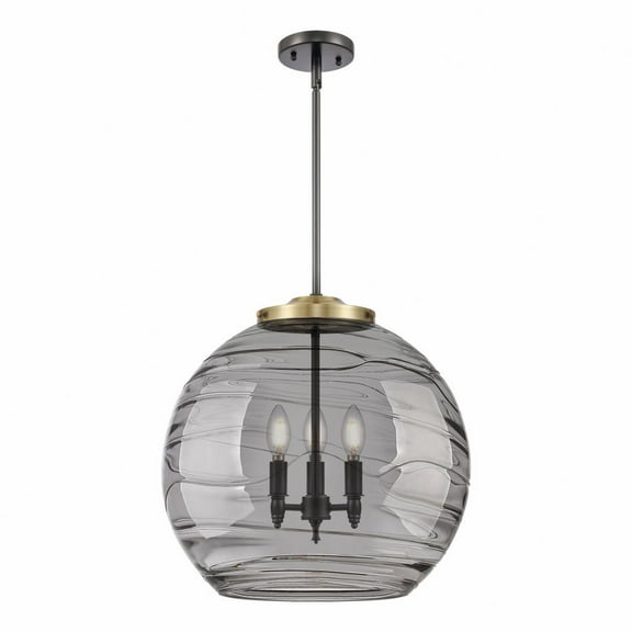 221-3S-BAB-G1213-18SM Innovations Lighting Athens Deco Swirl - 3 Light Pendant In Industrial Style-19.5 Inches Tall and 17.88 Inches Wide-Black