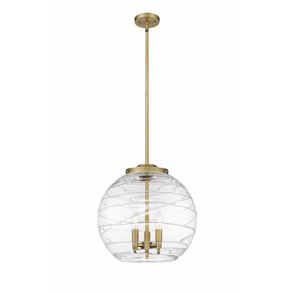 221-3S-BB-G1213-16 Innovations Lighting Athens Deco Swirl - 3 Light Pendant In Industrial Style-17.13 Inches Tall and 15.75 Inches Wide-Brushed Brass