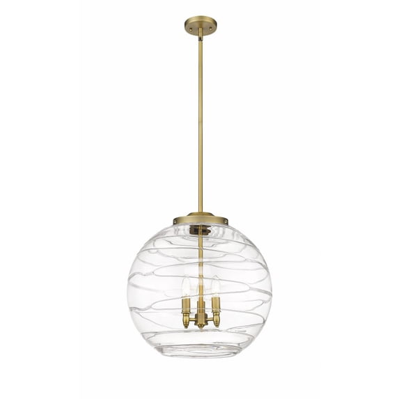 221-3S-BB-G1213-18 Innovations Lighting Athens Deco Swirl - 3 Light Pendant In Industrial Style-19.5 Inches Tall and 17.88 Inches Wide-Brushed Brass