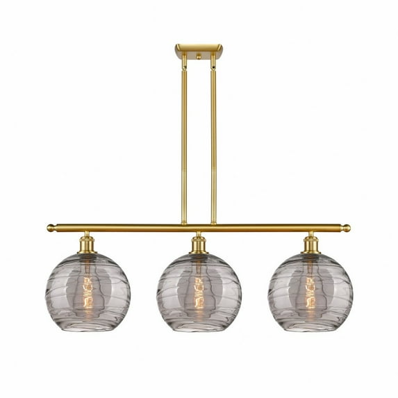 516-3I-SG-G1213-10SM-Innovations Lighting-Athens Deco Swirl - 3 Light Stem Hung Island In Industrial Style-12.13 Inches Tall and 36.5 Inches