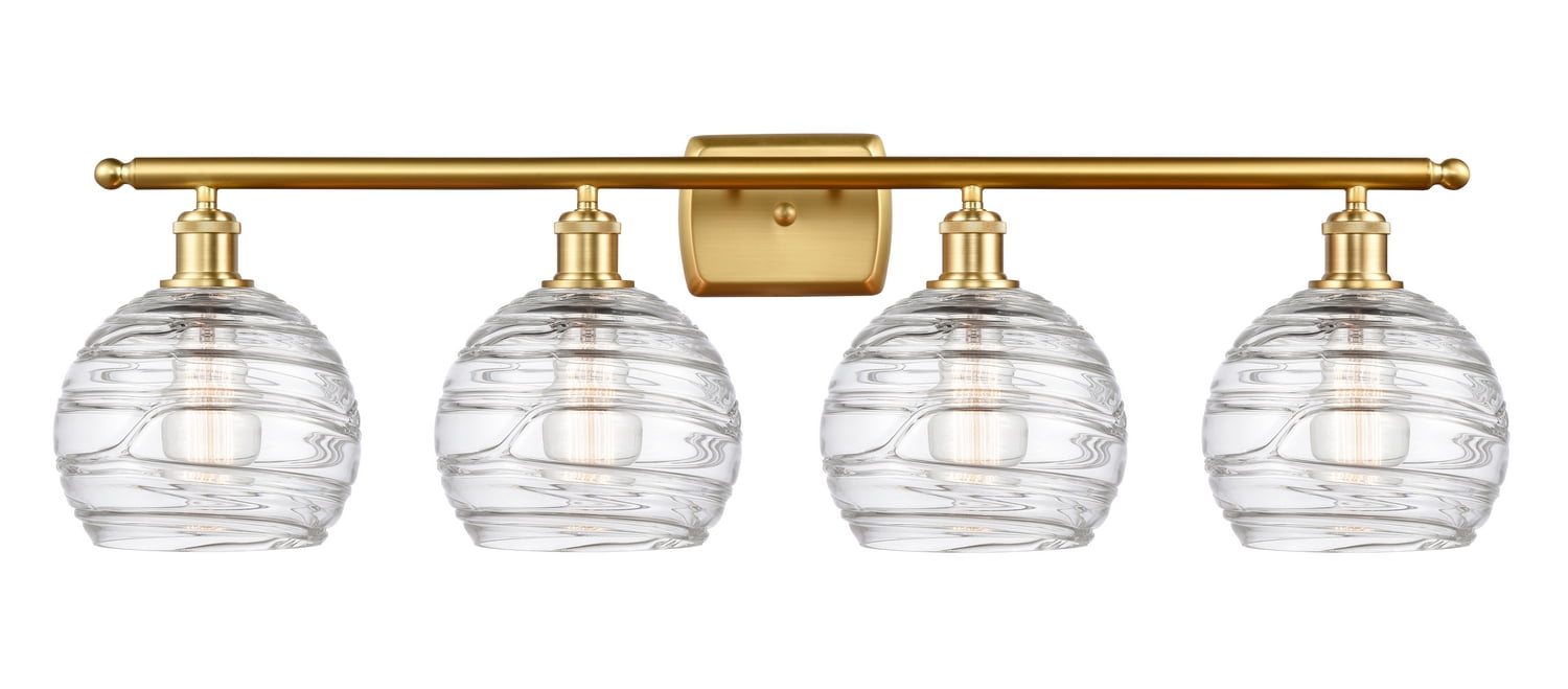 Athena Deco Swirl 36" Brass Dimmable Vanity Light in Satin Gold