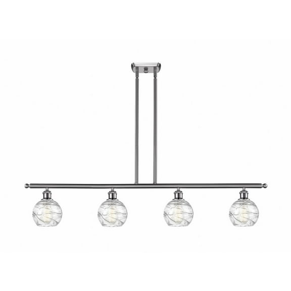 516-4I-SN-G1213-6 Innovations Lighting Athens Deco Swirl - 4 Light Island In Industrial Style-8 Inches Tall and 46 Inches Wide-Brushed Satin Nickel